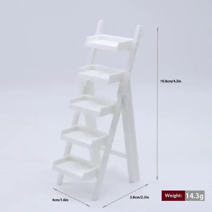 Étagère-échelle miniature pour maison de poupée 1/12, organisateur de rangement multi-niveaux pour chambres de maison de poupée pour enfants, 1 pièce