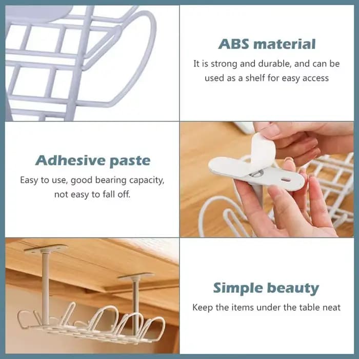 ABS-Rangement sous la table T1, gestion des câbles, fil de bureau à domicile, pas de poinçonnage, ra