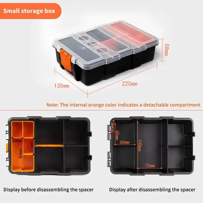Boîte de rangement portable multi-compartiments pour matériel, avec 14 compartiments, boîte à outils