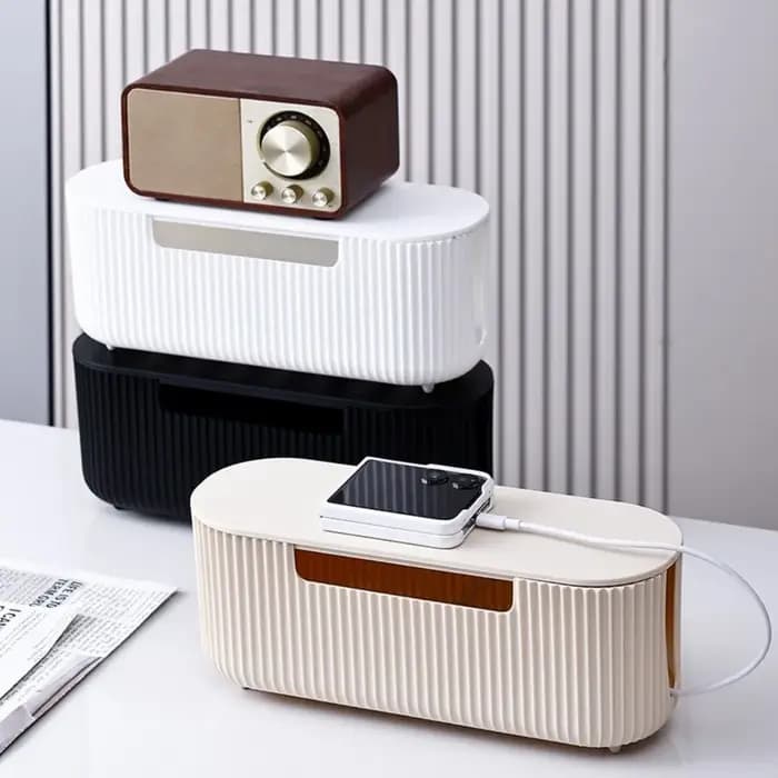 Boîte de rangement de câbles de bureau portable de qualité avec couvercle