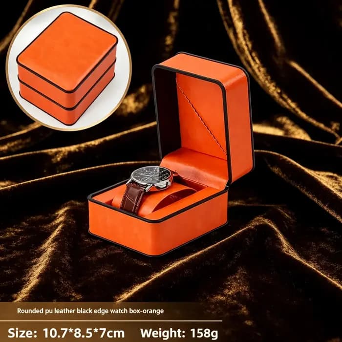Boîte de rangement pour montre en cuir PU noir et vert