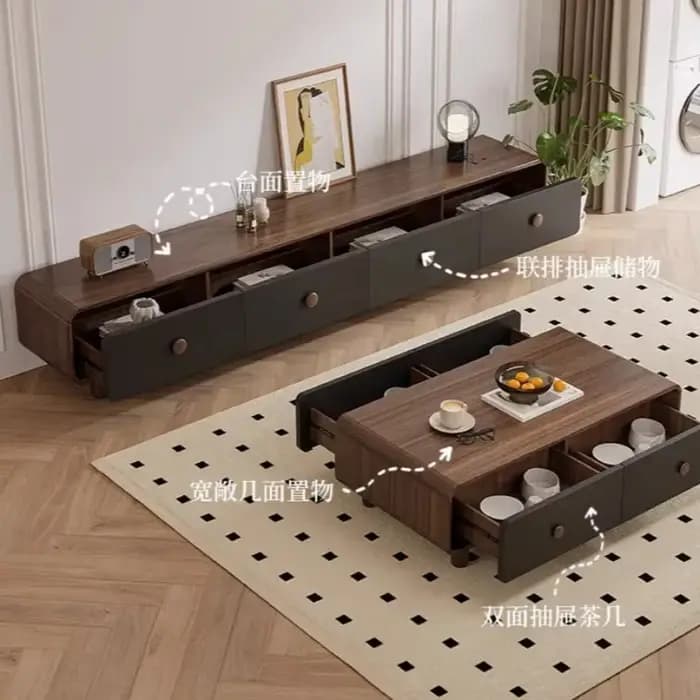 Meuble TV de Luxe avec Rangement pour Ornements