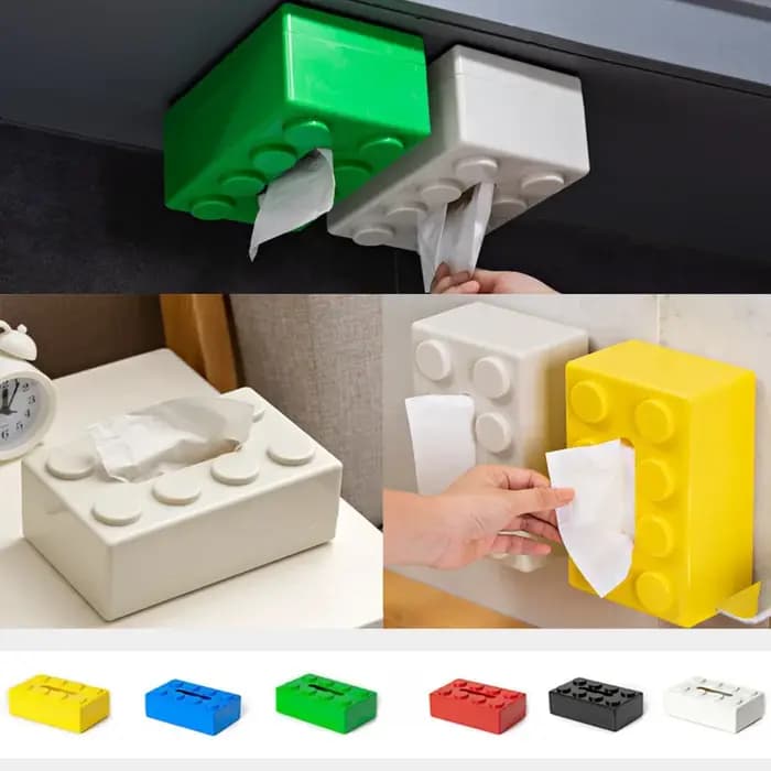 Boîte à mouchoirs créative, bloc de construction de dessin animé, boîte à mouchoirs avec une valeur esthétique élevée pour serviettes domestiques, boîte de rangement à tiroir en papier