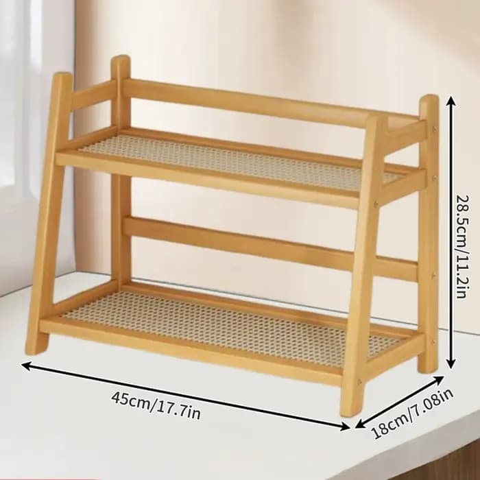 Étagère à épices à 2 niveaux en bambou