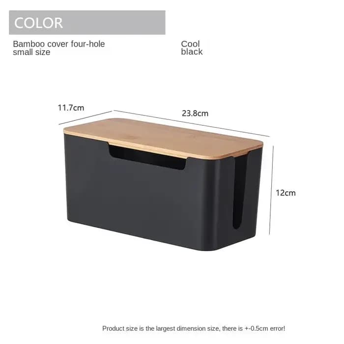 Boîte de rangement de câbles de bureau en bois