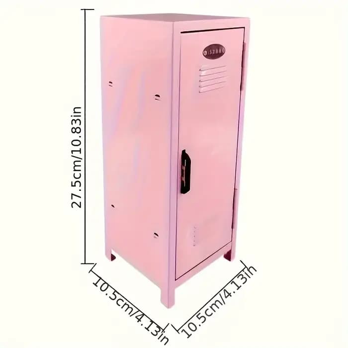 Petite armoire de bureau en métal rose lavande