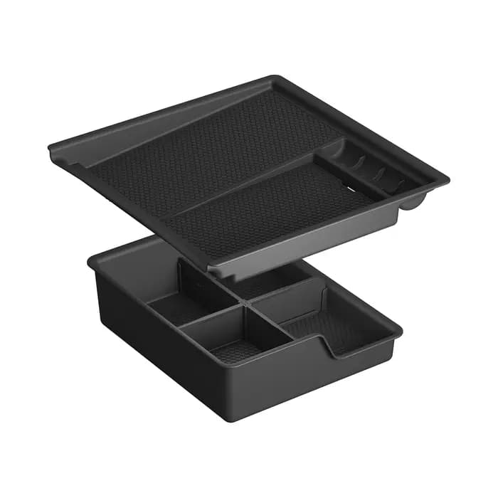 SMABEE pour Chevy Silverado EV 2024-2026 Center Console Boîte De Rangement Plateau Double-couche Organisateur Intérieur Accessoires ABS 2PCS