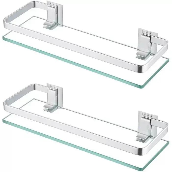 Étagère en verre pour articles de salle de bain