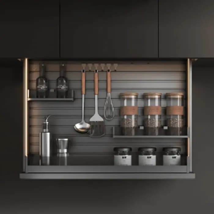 Armoire de cuisine électrique à tirage vertical commandée par la voix