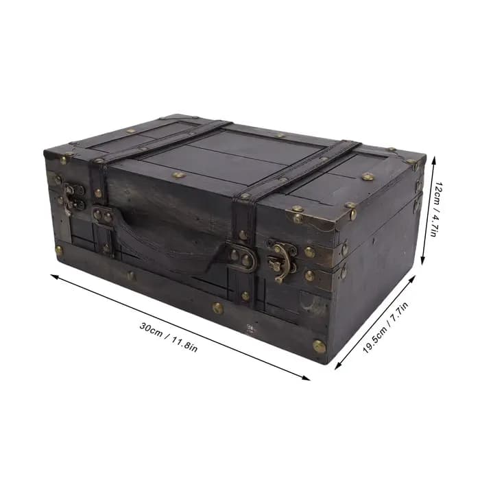 Coffre de rangement en bois vintage avec couvercle