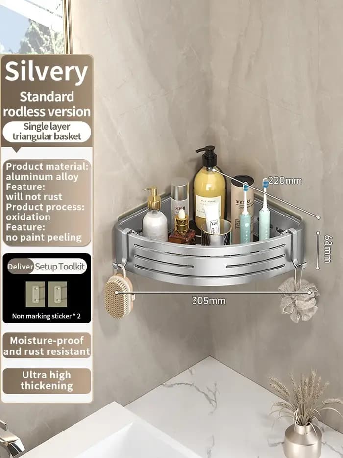 Pas besoin de percer le mur pour l'installation, étagère de salle de bain en aluminium, support de s