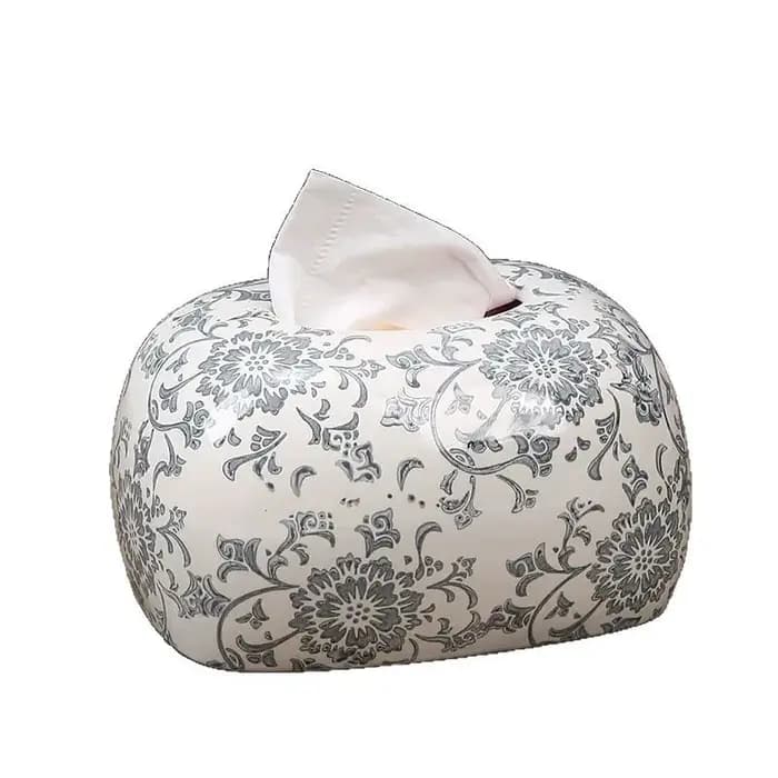Boîte à mouchoirs en porcelaine bleue et blanche