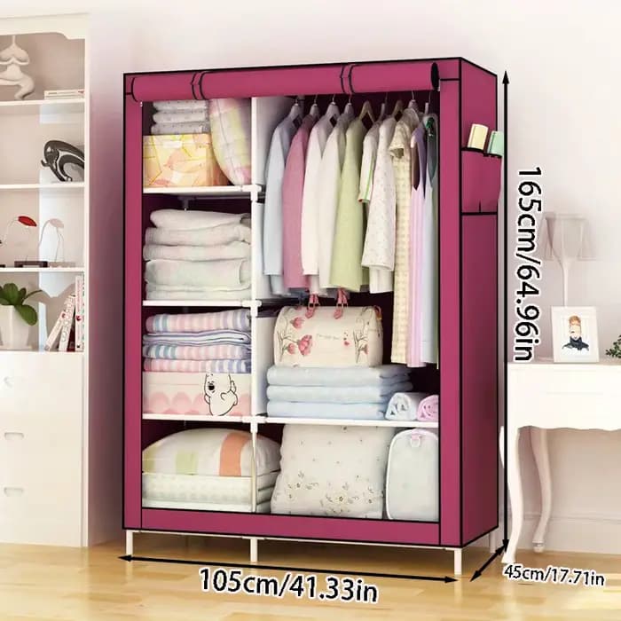 Armoire anti-poussière, porte-manteau, armoire simple robuste et durable, armoire en tissu anti-poussière, moderne et simple pour la chambre à coucher, armoire épaissie, design avec base surélevée pou