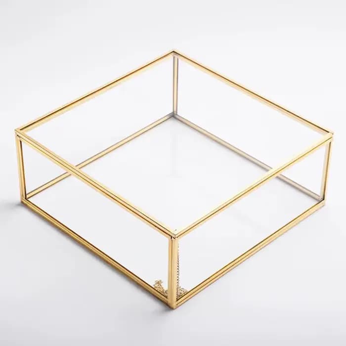 Boîte à bijoux hexagonale en verre Transparent
