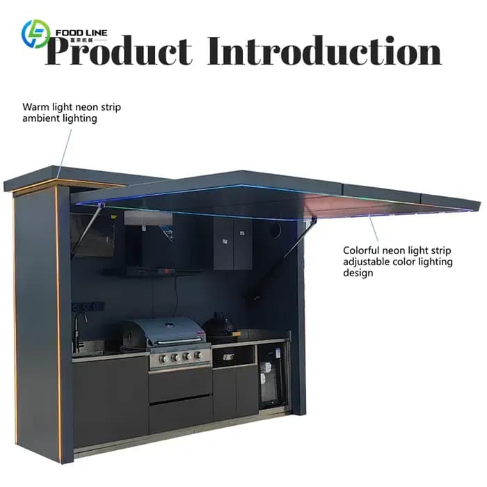 Ensemble d'armoires de cuisine extérieures simples, élégantes et personnalisées, unité étanche pour cuisine barbecue extérieure