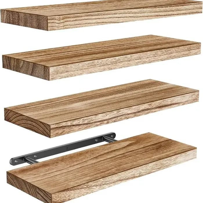 Étagères murales flottantes en bois, plus profondes et plus épaisses, multifonctionnelles pour salle de bain (1 pièce)