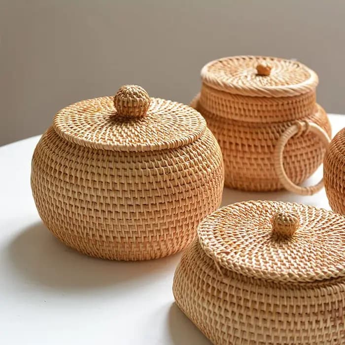 Panier de rangement en osier tissé pour la cuisine