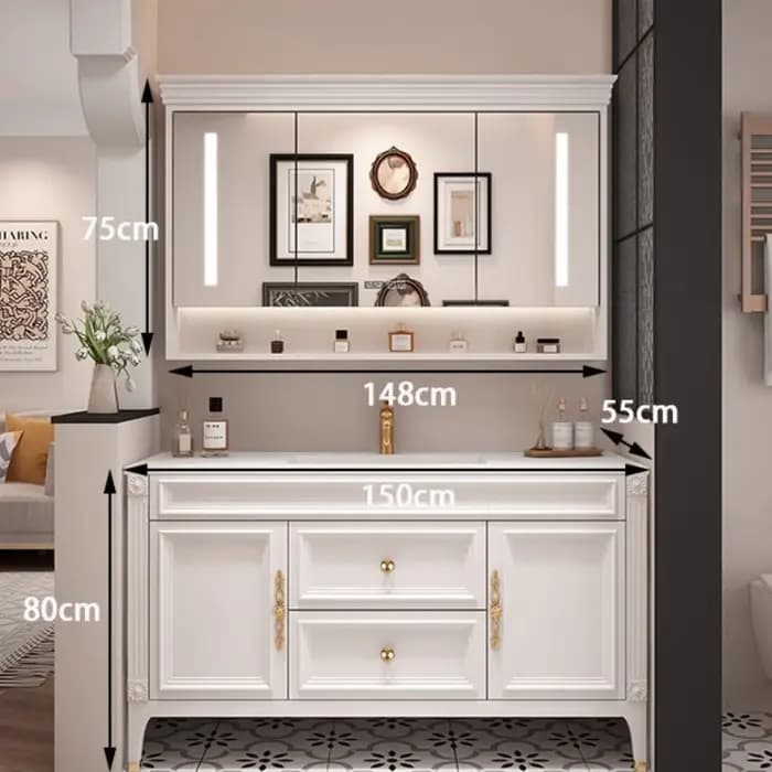 Armoire de salle de bain organisée en chêne