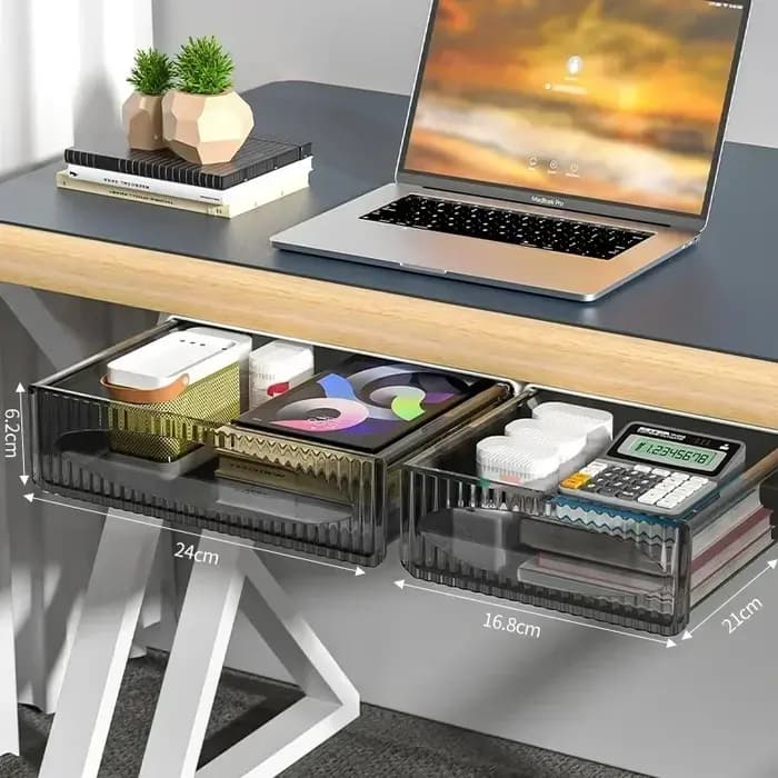 Nouvelle boîte de rangement invisible sous le bureau, tiroir coulissant grande capacité à suspendre sous la table
