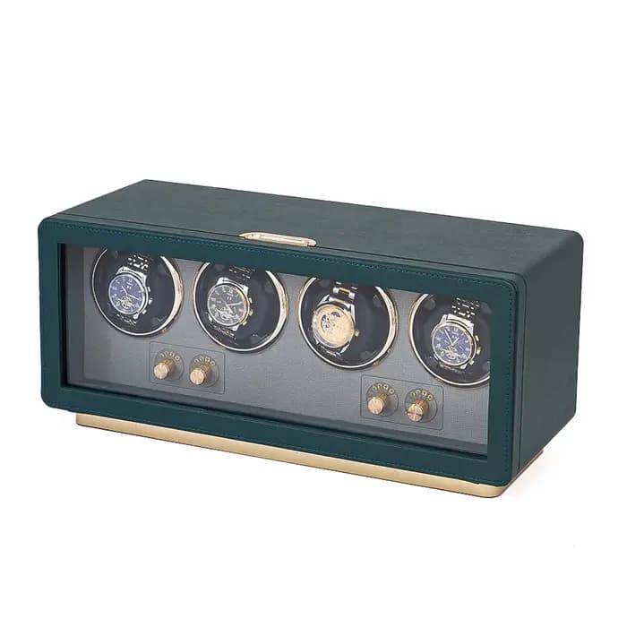 Boîte à remontoir de montres de luxe en cuir haut de gamme pour 4 montres, rotateur automatique, 5 m