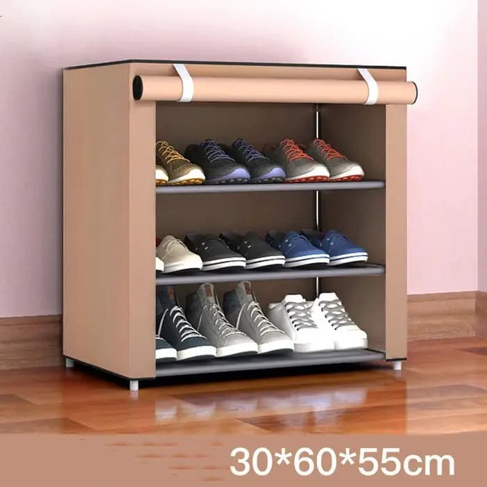 Meuble de rangement pour chaussures avec housse anti-poussière en tissu, grande armoire de rangement