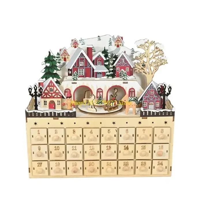 C4DF – armoire calendrier compte à rebours noël en bois, avec 24 tiroirs rangement miniatures, ornem