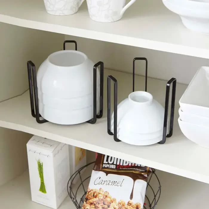 Étagère de rangement pour bols et assiettes en métal