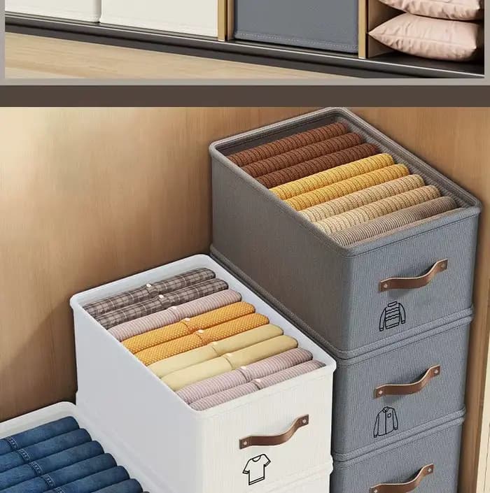 1 boîte de rangement en tissu Oxford avec fond ouvert - Organisateur de vêtements et de jouets