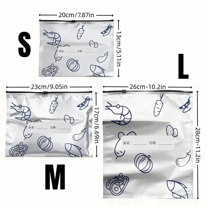 10/60 sacs de conservation en aluminium, hermétiques pour congélateur, organisateurs de rangement, emballage alimentaire réutilisable, sacs anti-odeur pour garde-manger, essentiel de cuisine