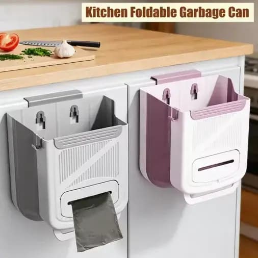 Poubelle de cuisine pliable à suspendre sur porte d'armoire ou mur