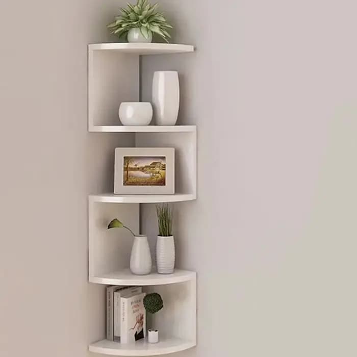 Étagère d'angle à 5 niveaux en bois clair
