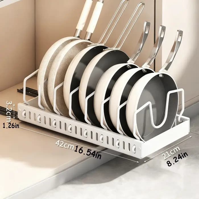 Étagère de rangement pour ustensiles de cuisine et poêles avec boîte