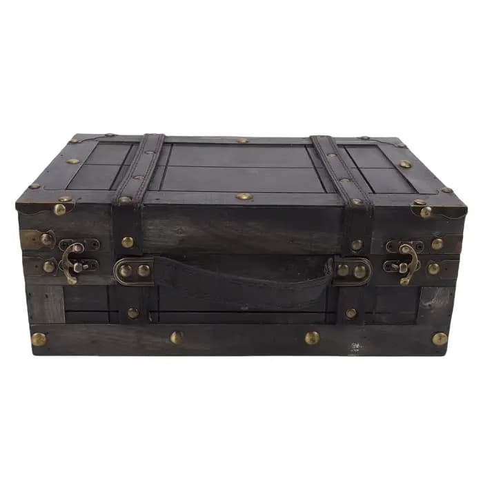 Coffre de rangement en bois vintage avec couvercle, valise rétro, boîte portable, accessoires de pho