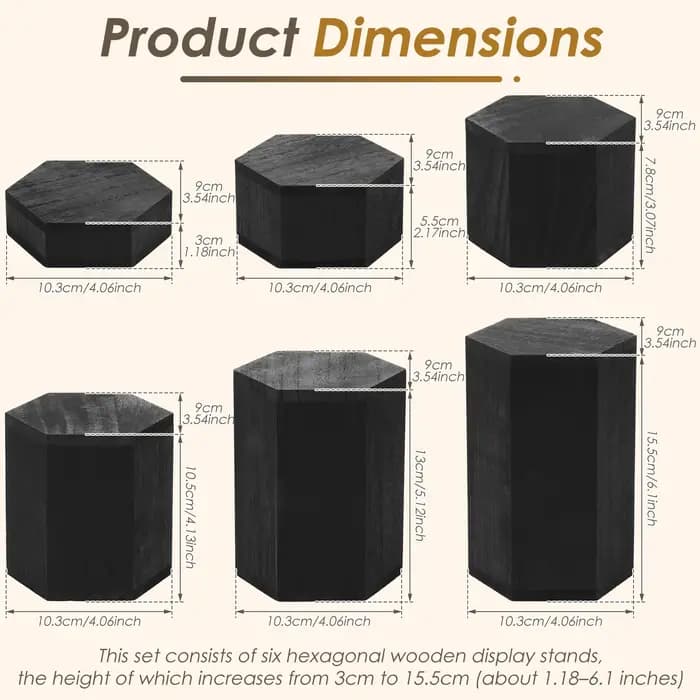 Étagère hexagonale en bois à 6 compartiments