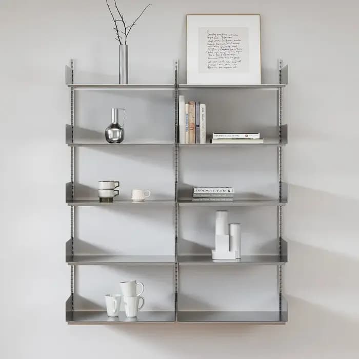 Étagère de rangement modulaire en acier inoxydable, bibliothèque pour salon, gain de place, organisateur d'affichage, système de vitrine murale