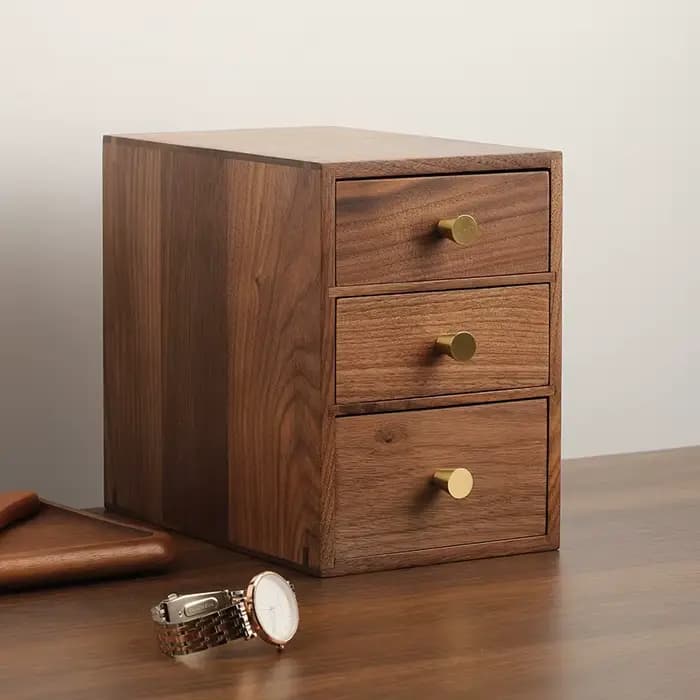 Petite table basse de bureau de style tiroir en bois de noyer