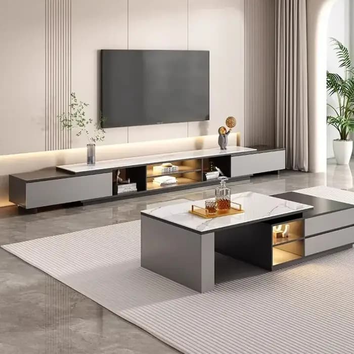 Meuble TV de Luxe Simple avec Vitrine