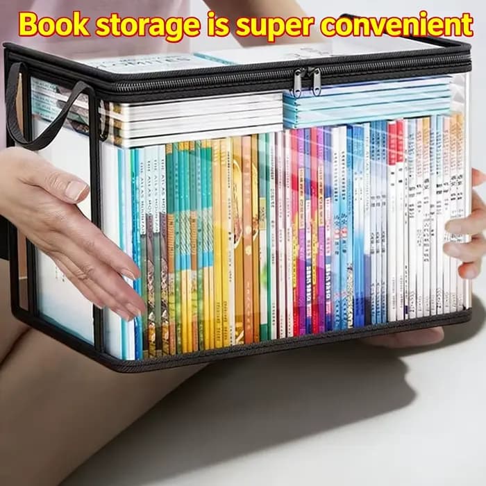 Boîte à livres pliable, organisateur de livres pour dortoirs d'étudiants et salles de classe, boîte de rangement transparente et étanche pour la maison