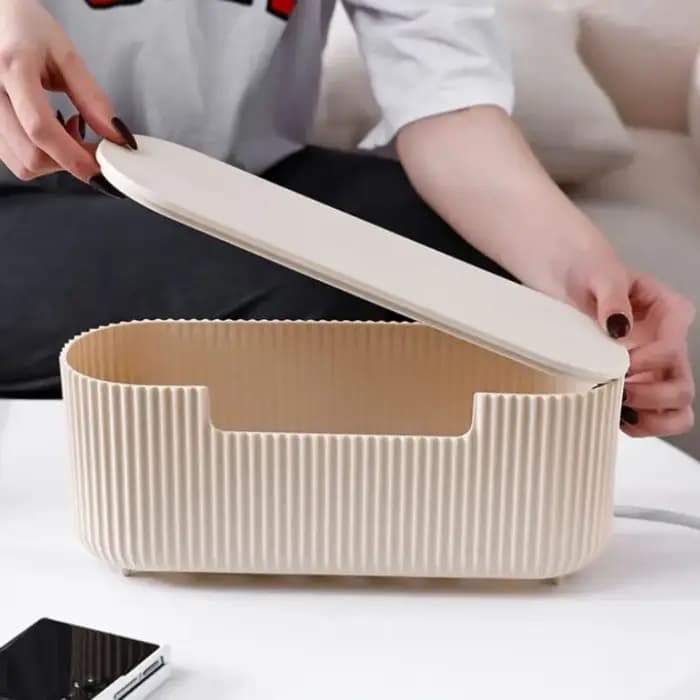Boîte de rangement de câbles de bureau de qualité avec couvercle