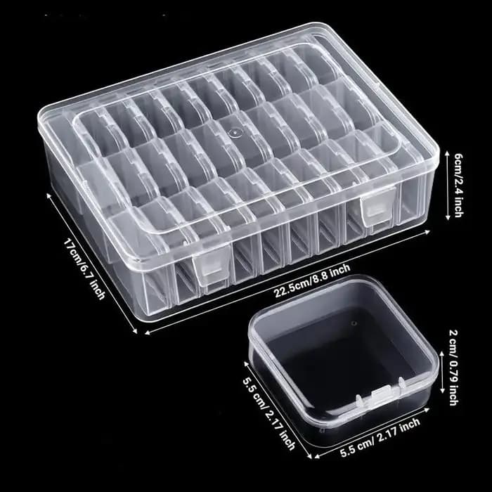 Coffret de rangement transparent compact à 30 grilles : idéal pour les bijoux, les perles et l'organisateur artisanal de boutons.