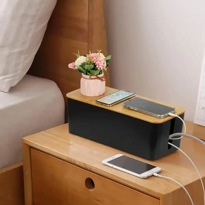 Boîte de Rangement de Câbles en Bois pour Ligne Électrique