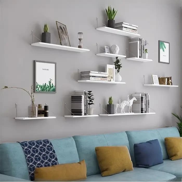 Étagères murales multi-niveaux sans perçage - Racks de rangement flottants pour salon, chambre à coucher, chevet et routeur, organisateur de décodeur
