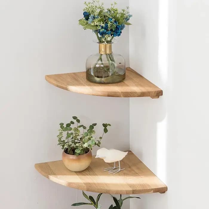 Étagère d'angle murale en bois massif, support de rangement multi-niveaux, étagères murales flottantes en bois fixées par vis, décoration intérieure, présentoir, organisateur