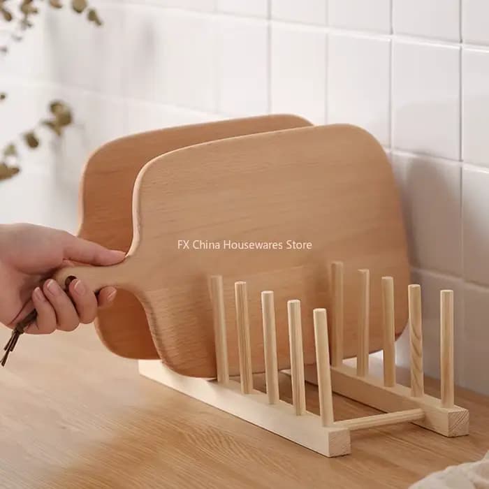 Étagère de rangement multifonctionnelle en bois pour assiettes