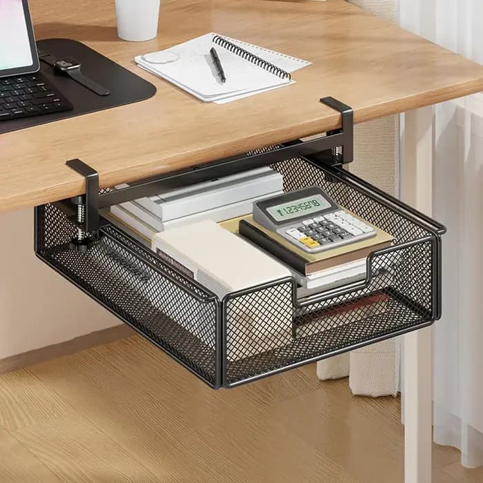 Tiroir sous le bureau avec barre, boîte de rangement invisible sous le bureau, outil de transformation de poste de travail, étagère latérale pour bureau d'étudiant 