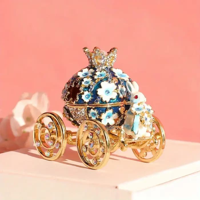 Boîte à bijoux en forme de lapin en fleurs de cerisier rose