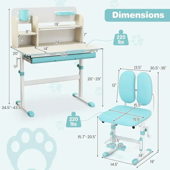 Un ensemble de bureau et de chaises pour enfants