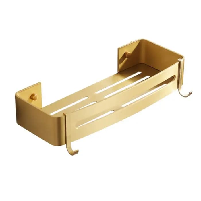 Étagère de salle de bain étagère d'angle support de rangement de bain mural en aluminium brossé or carré étagère de douche de bain porte-shampooing de bain