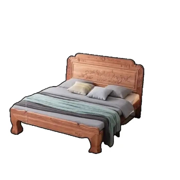 Lit de rangement de luxe vintage en bois sculpté