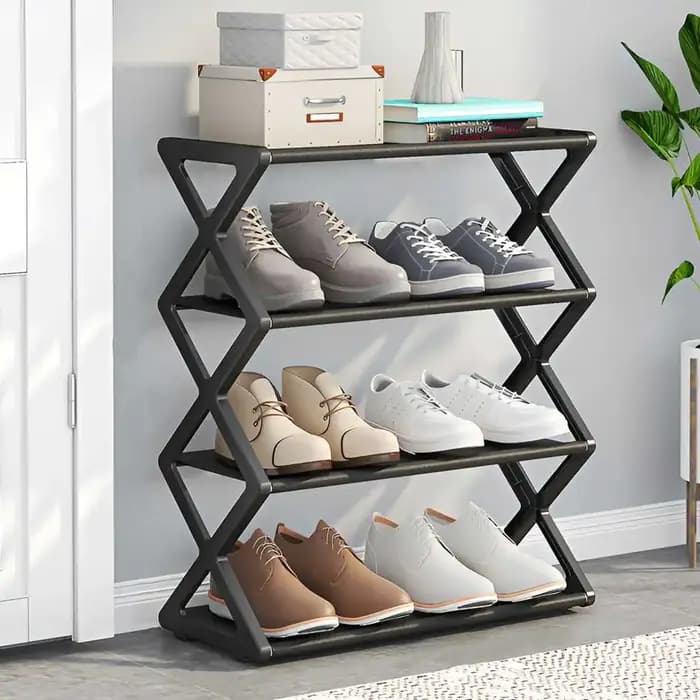 Étagère à chaussures robuste en forme de X - Gain de place